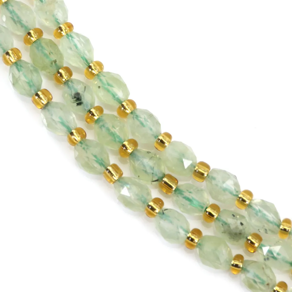 Faceted olive green prehnite 5x6mm x 39cm (51 pieces)