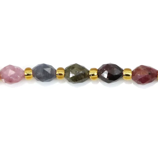 Rubis Saphir olive facetté 5x6mm x 39cm (48pcs)