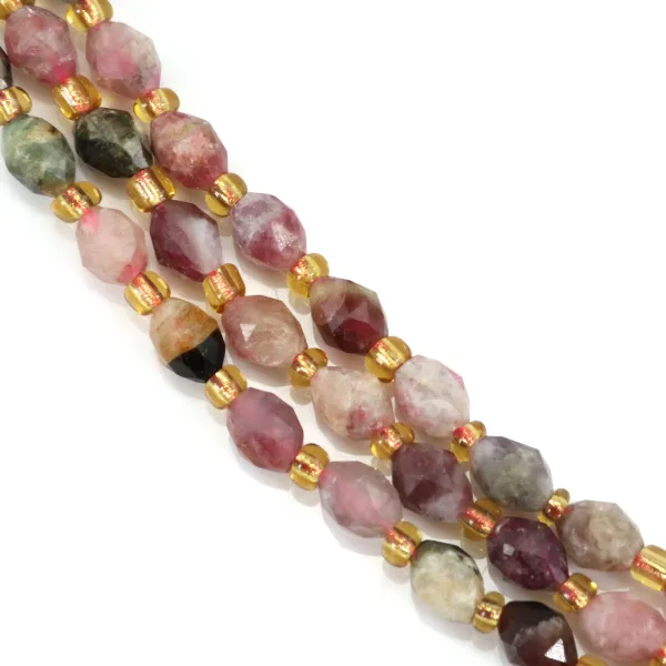 Turmalina verde facetada 5x6mm x 38cm (48 piezas)