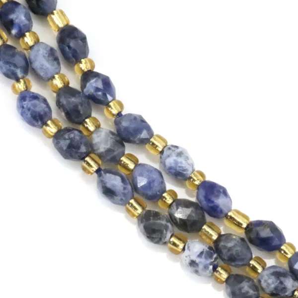 Sodalite oliva facetada 4.5x5.5mm x 38cm (51 peças)