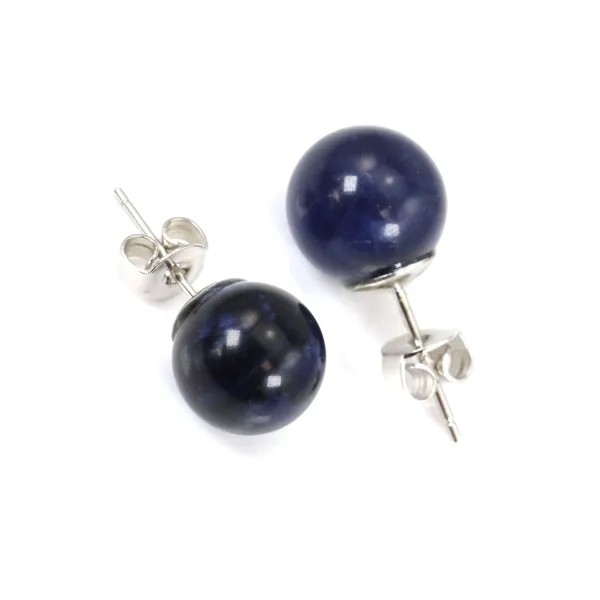 Orecchino in argento 925 con labradorite da 6mm x 2 pezzi