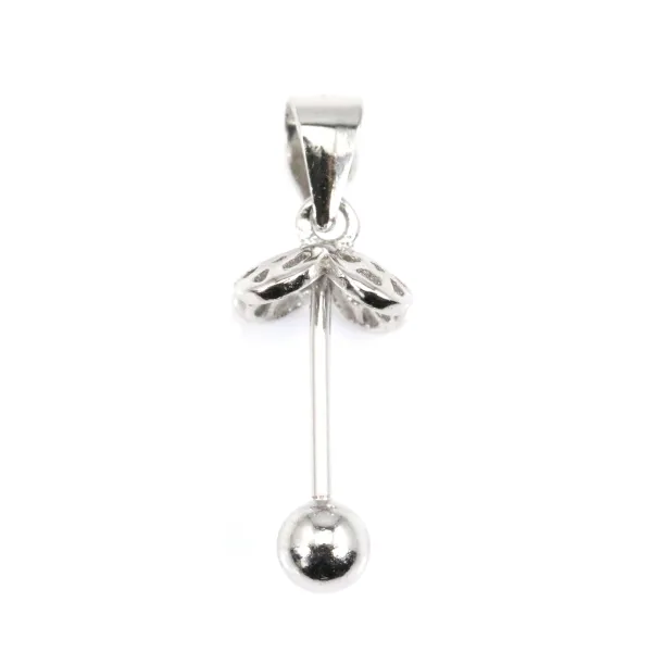 Asola fiore per perla completamente forata (8mm) - 20mm - Argento 925 rodiato x 1pz