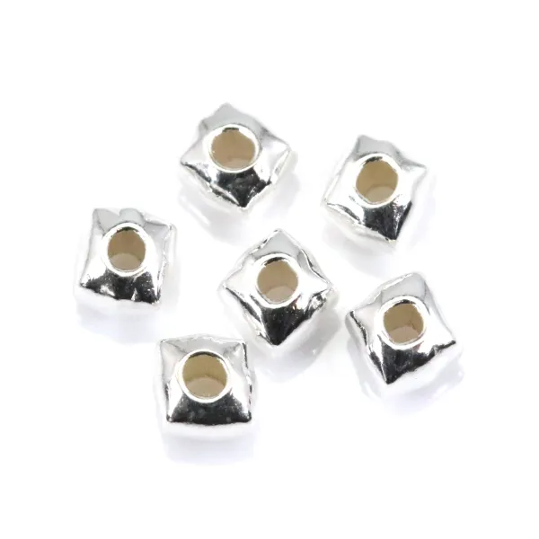 Pérola cubo quadrado 3mm - Prata 925 x 6pcs