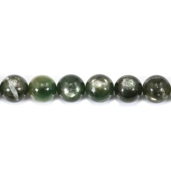 Green round lepidolite 11-12mm x 1pc