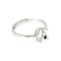Anello regolabile per cabochon ovale incastonato 6x8mm - Argento 925 rodio x 1pz