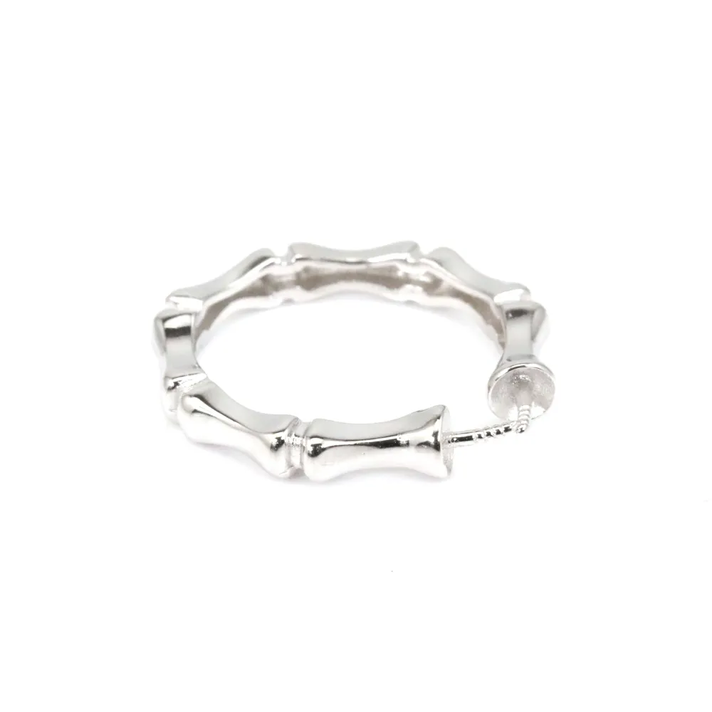 Adjustable double bone ring semi pierced - Rhodium-plated 925 silver x 1pc