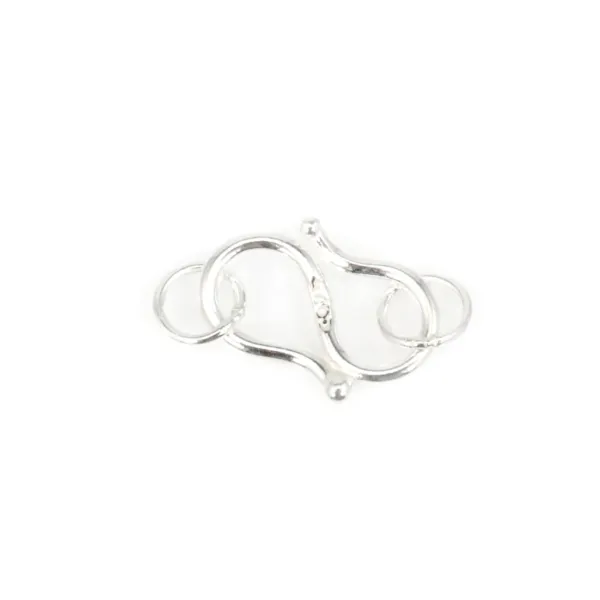 Fermoir S & due anelli, argento 925, 6.5x10mm x 1pc