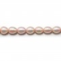 Freshwater cultured pearls, salmon, oval, 5-7mm x 40cm