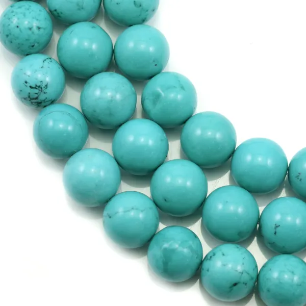 Howlite tingida de turquesa redonda 14mm x 40cm