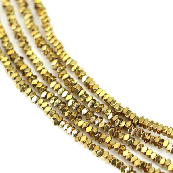 Hämatit goldene facettierte quadratische Rondelle 2x4mm x 40cm