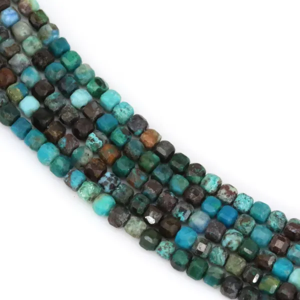 Cubo facetado de crisocola 2mm x 39cm