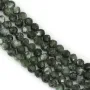 Serafinita di colore verde, di forma rotonda sfaccettata, 3mm x 39cm