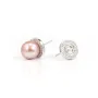 Earring stud round 925 silver rhodium-plated & zirconium 10mm cup 4mm x 2pcs