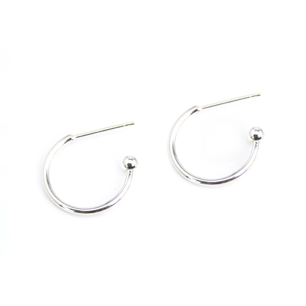 Clou crioulo de orelha bola 15mm - Prata 925 x 2pcs