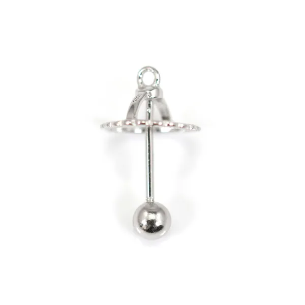 Crown charm for fully drilled bead (12mm) - 21mm - Rhodium-plated 925 Silver x 1pc