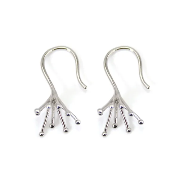 Crochet d'oreilles à griffe pour semi percée - 25mm - Argent 925 rhodié x 2pcs