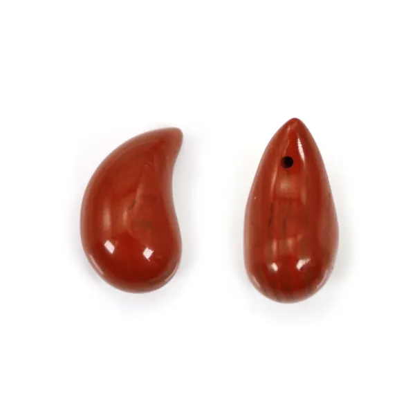 Red jasper drop semi-drilled 10x20mm x 1pc