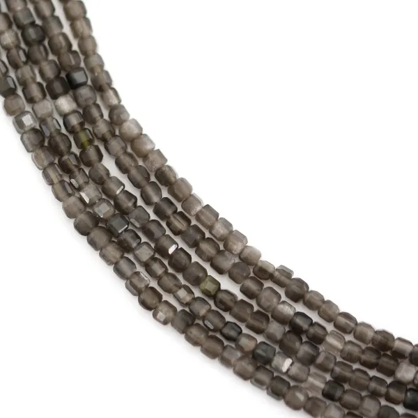 Obsidiana plateada cubo facetado 2mm x 39cm