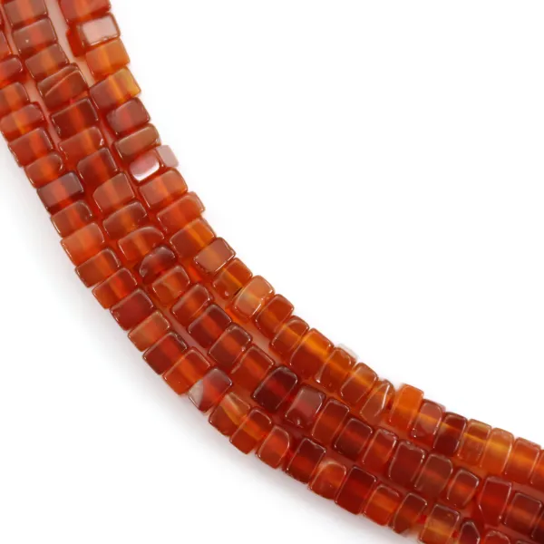 Red agate square rondelle 2.5x4mm x 39cm