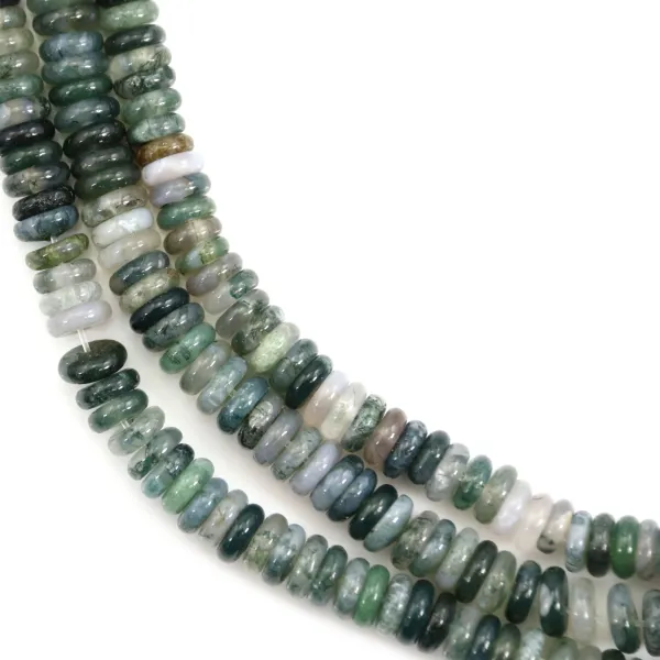 Ágata musgo redonda - Heishi - 2x6mm x 38cm