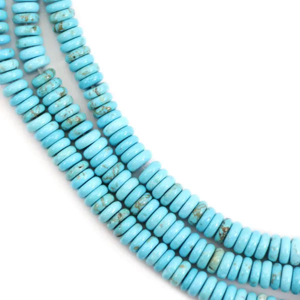 Howlite teinté Turquoise rondelle - Heishi - 2x6mm x 39cmHowlite teñida Turquesa redonda - Heishi - 2x6mm x 39cm