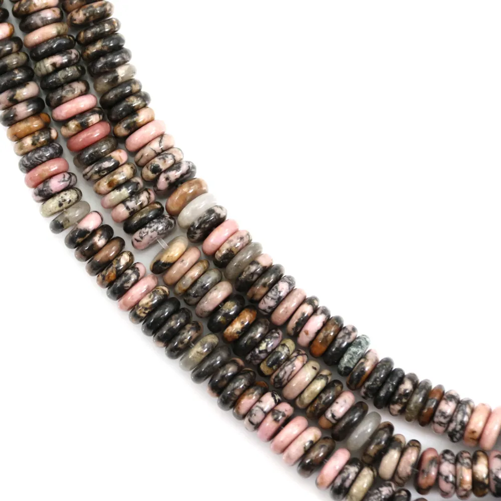 Rhodonite rondelle - Heishi - 2x6mm x 39cm