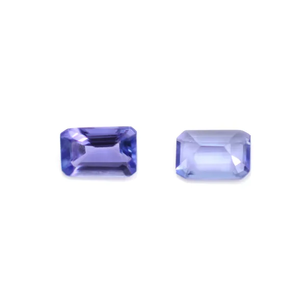 Tanzanite engastada, tamanho esmeralda 4x6mm x 1 peça