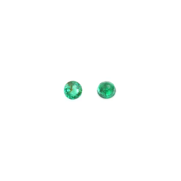 Esmeralda engastada, corte redondo brilhante 1.5-2mm x 1 peça