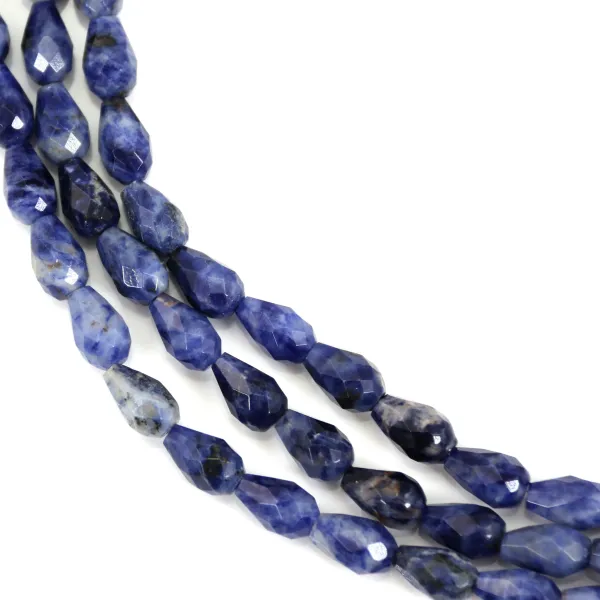 Faceted drop-shaped sodalite 6x9mm x 39cm