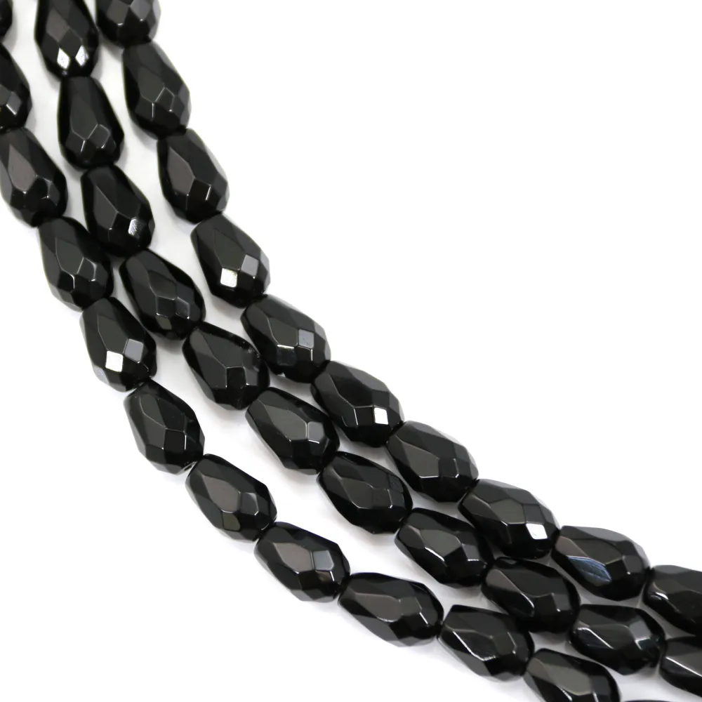 Obsidiana gota facetada 6x9mm x 39cm