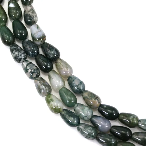 Moss agate drop 6x9mm x 40cm