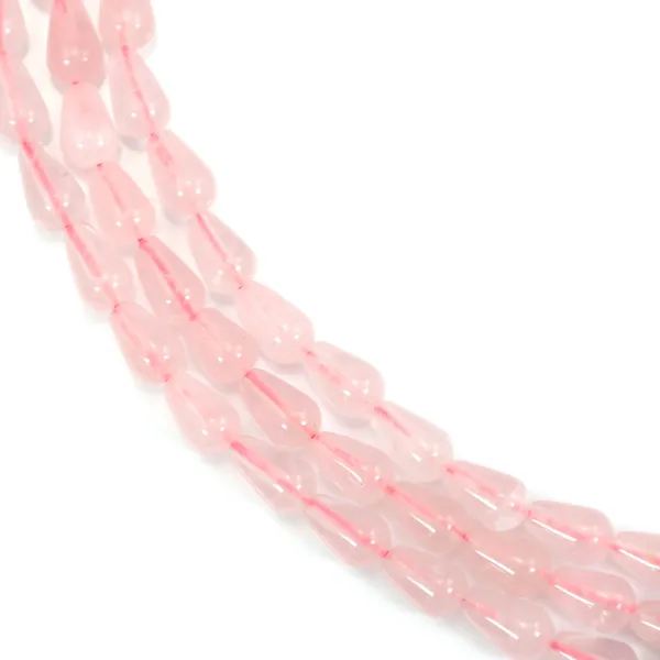 Cuarzo rosa gota 6x9mm x 40cm