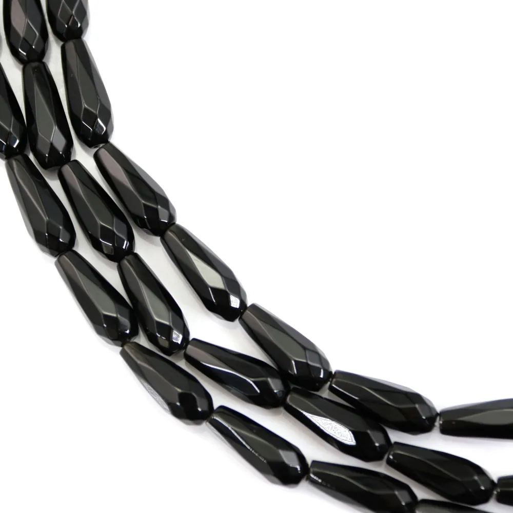 Faceted drop obsidian 6x16mm x 40cm