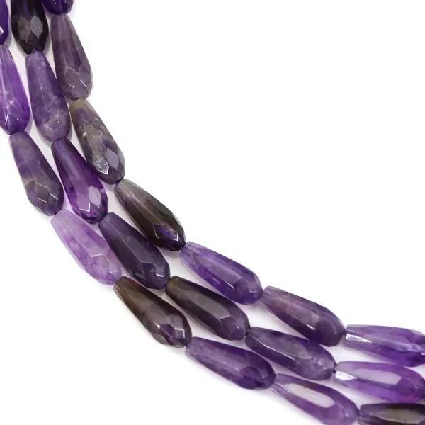 Amatista facetada en forma de gota 6x16mm x 40cm