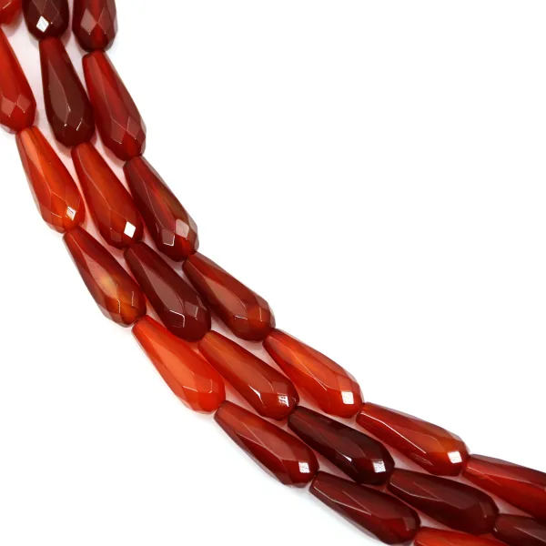 Cornaline goutte facetté 6x16mm x 39cm