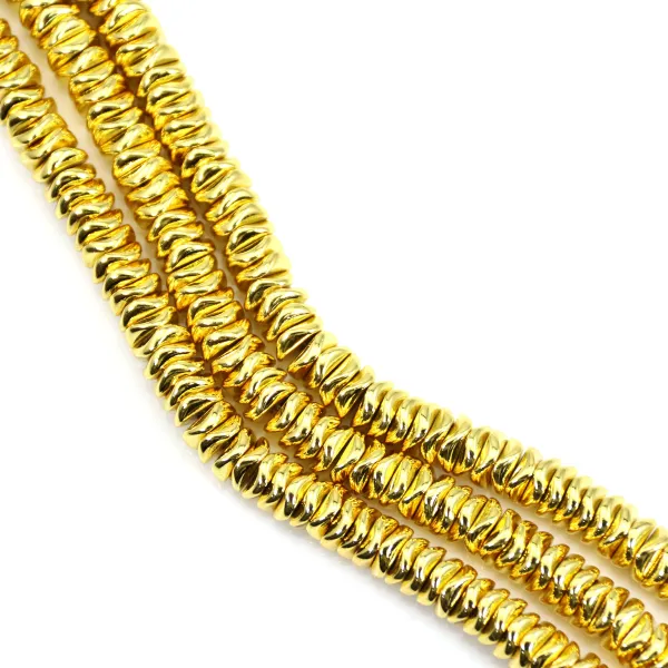 Goldene Hämatit gewellte Scheibe 2x6mm x 40cm