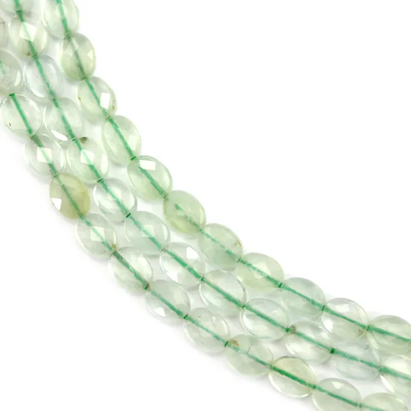 Faceted oval prehnite 6x8mm x 39cm