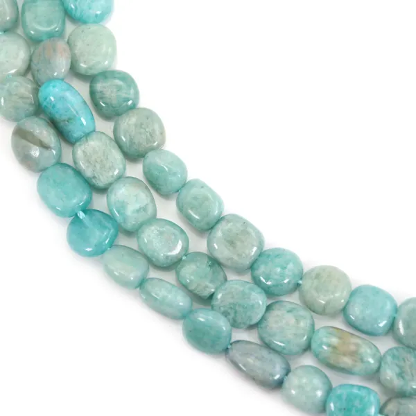 Amazonita del Perú, forma de pepita barroca, 8-10mm x 40cm.