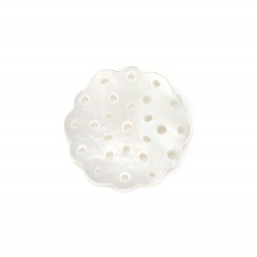 Madreperla bianca rosacea traforata 15mm x 1pz