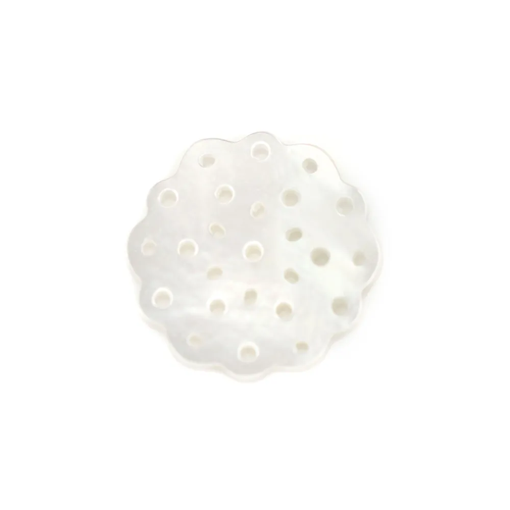 Perlmutt weiß Rosette durchbrochen 15mm x 1 Stk.