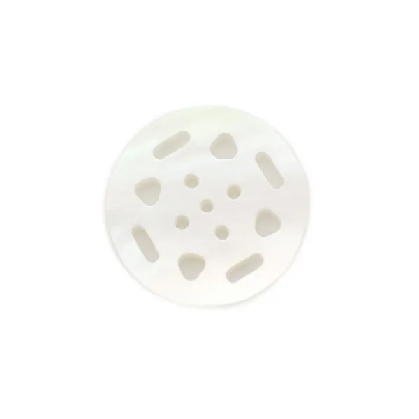 Madreperla bianca rotonda motivo traforato 12mm x 1pz