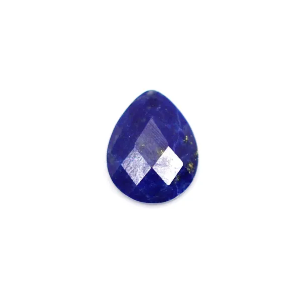 Faceted drop-shaped Lapis Lazuli cabochon 8x10mm x 1pc