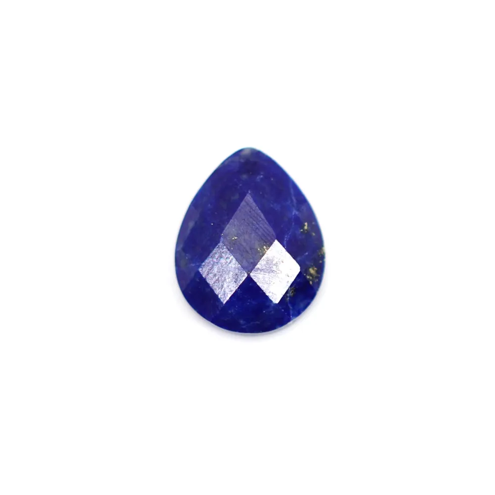 Faceted drop-shaped Lapis Lazuli cabochon 8x10mm x 1pc