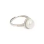 Bague réglable rond pavé pour semi percée - oxyde de zirconium & Argent 925 rhodié x 1pc