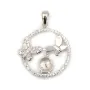 Pendente de strass duplo borboleta para semi perfurada 20x27mm - zircônia cúbica e Prata 925 rodinada x 1 unidade