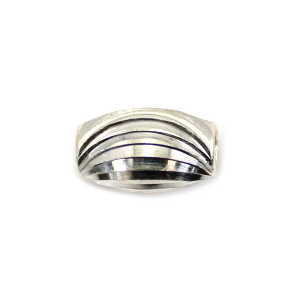 Perla de oliva rayada 6x10mm - Plata 925 x 2uds.