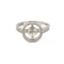 Bague réglable rond pavé pour semi percée - oxyde de zirconium & Argent 925 rhodié x 1pc