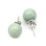 Brinco de prata 925 e jade, em forma redonda, 10mm x 2pcs