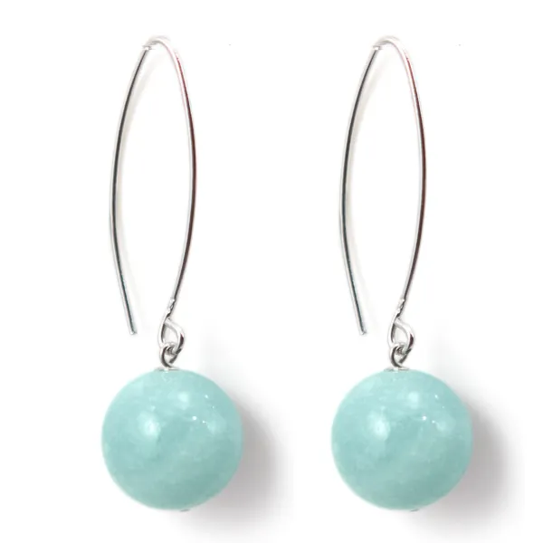 Boucles d'oreilles argent 925 amazonite 12mm x 2pcs 