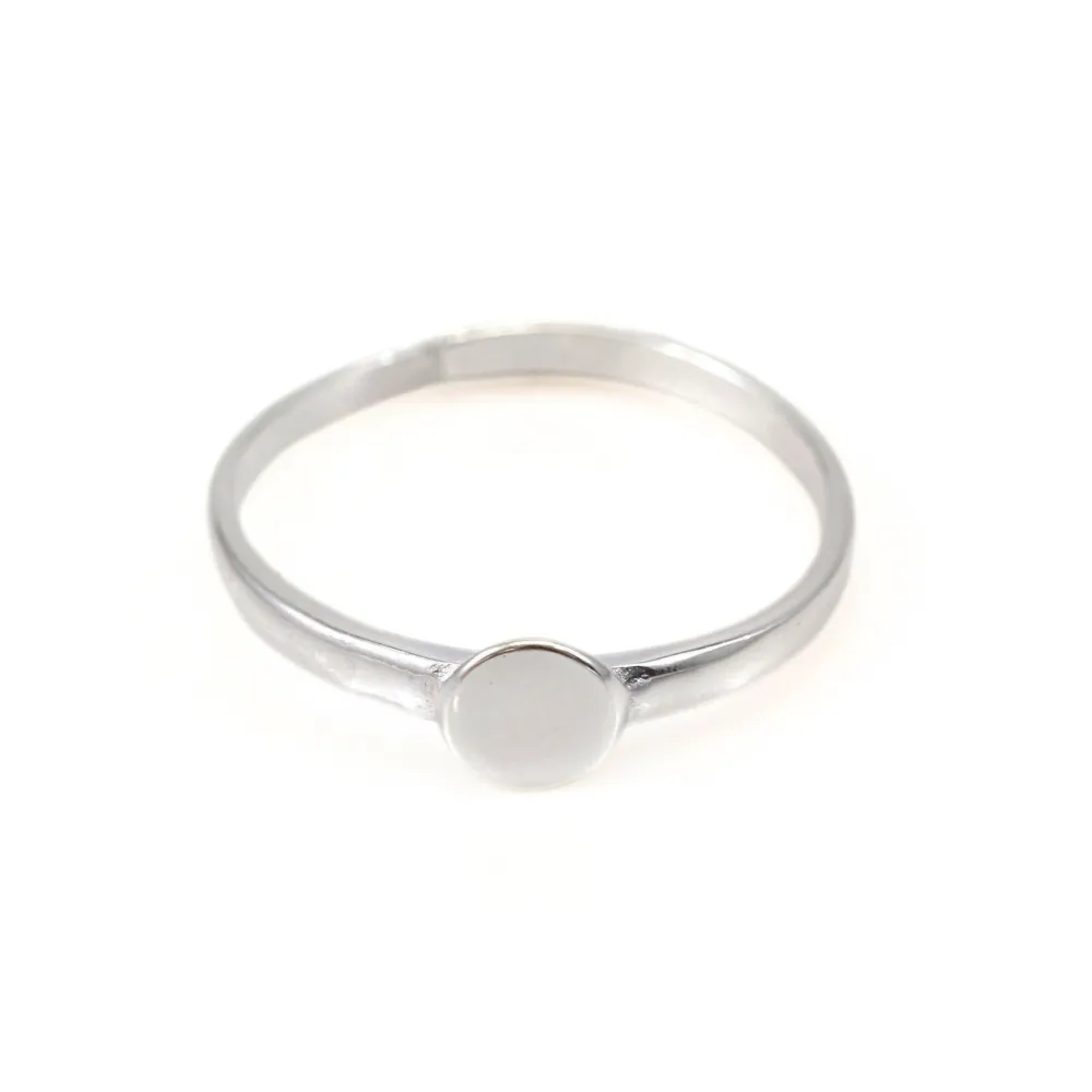 Adjustable simple ring for 6mm cabochon - Rhodium-plated 925 Silver x 1pc